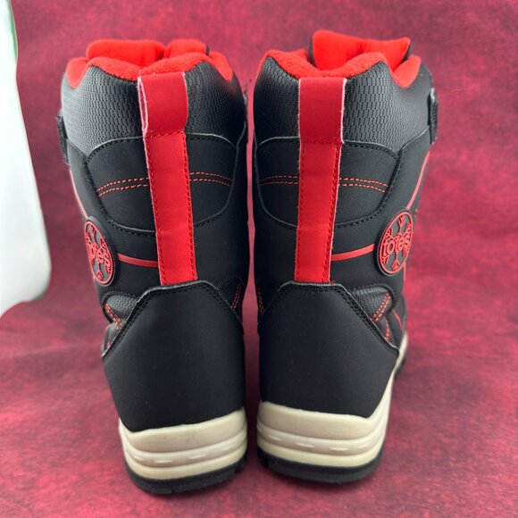 TOTES SAGE KIDS BLACK RED WATERPROOF WINTER BOOTS BOYS SIZE 2 MED - Picture 7 of 11